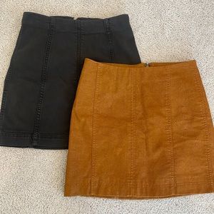 TWO FREE PEOPLE SUEDE SKIRTS